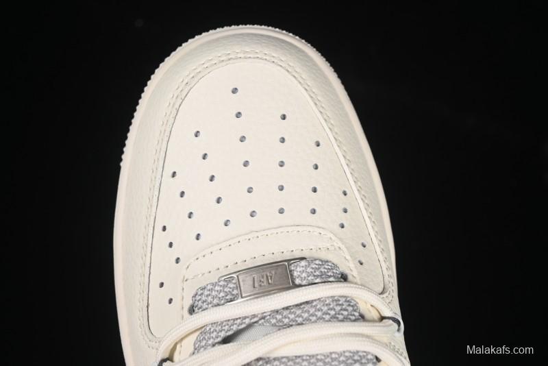 Nike Air Force 1 '07 Low LV Collaboration Two-Tone Grey Pattern Lace-Up Casual Sneakers - DM6868-063