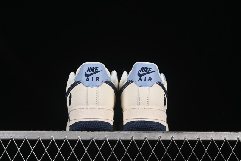 Nike Air Force 1 '07 Low Bape Collaboration Light Blue Swoosh Casual Sneakers - XS1958-554