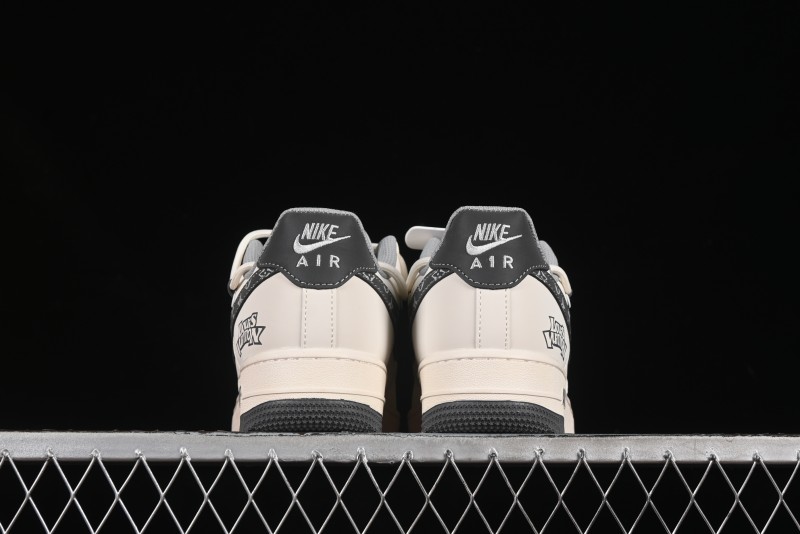 Nike Air Force 1 '07 Low LV Collaboration Two-Tone Grey Pattern Lace-Up Casual Sneakers - DM6868-063