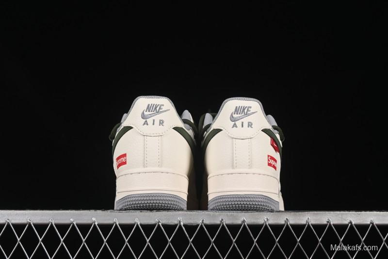 Nike Air Force 1'07 Low Supreme Collaboration Dual-Tone Grey Green Lace-Up Casual Sneakers - DM6868-070