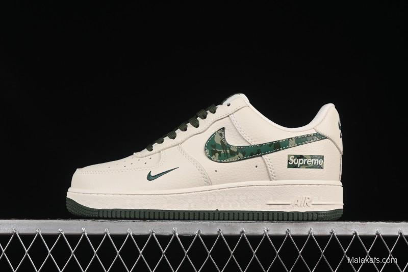 Nike Air Force 1 '07 Low Supreme Collaboration Green Camo Swoosh Casual Sneakers - KK1988-069