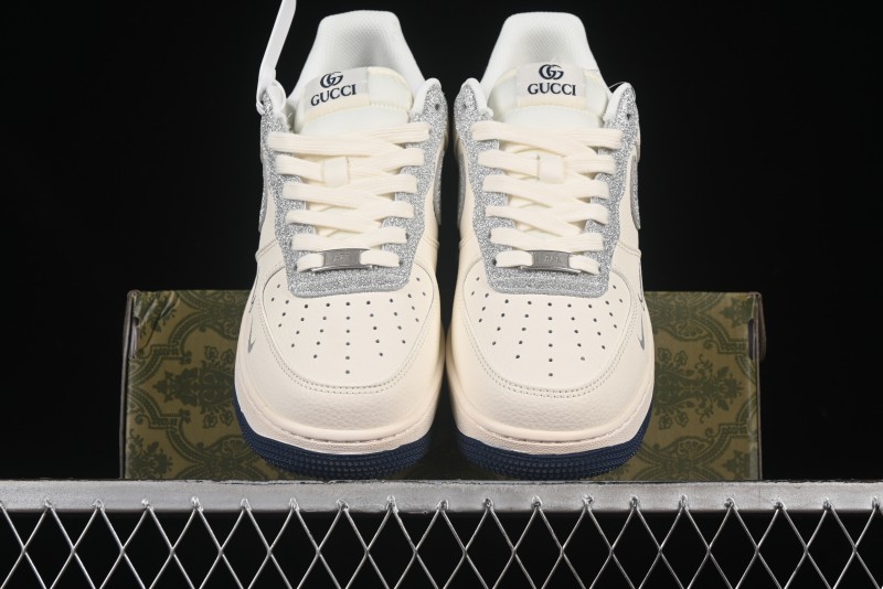 Nike Air Force 1 '07 Low Gucci Collaboration Silver Swoosh Casual Sneakers - XS1958-546