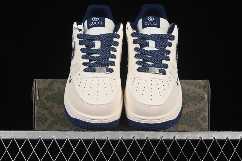 Nike Air Force 1'07 Low Gucci Collaboration Blue Red Swoosh Casual Sneakers - JJ2508-713