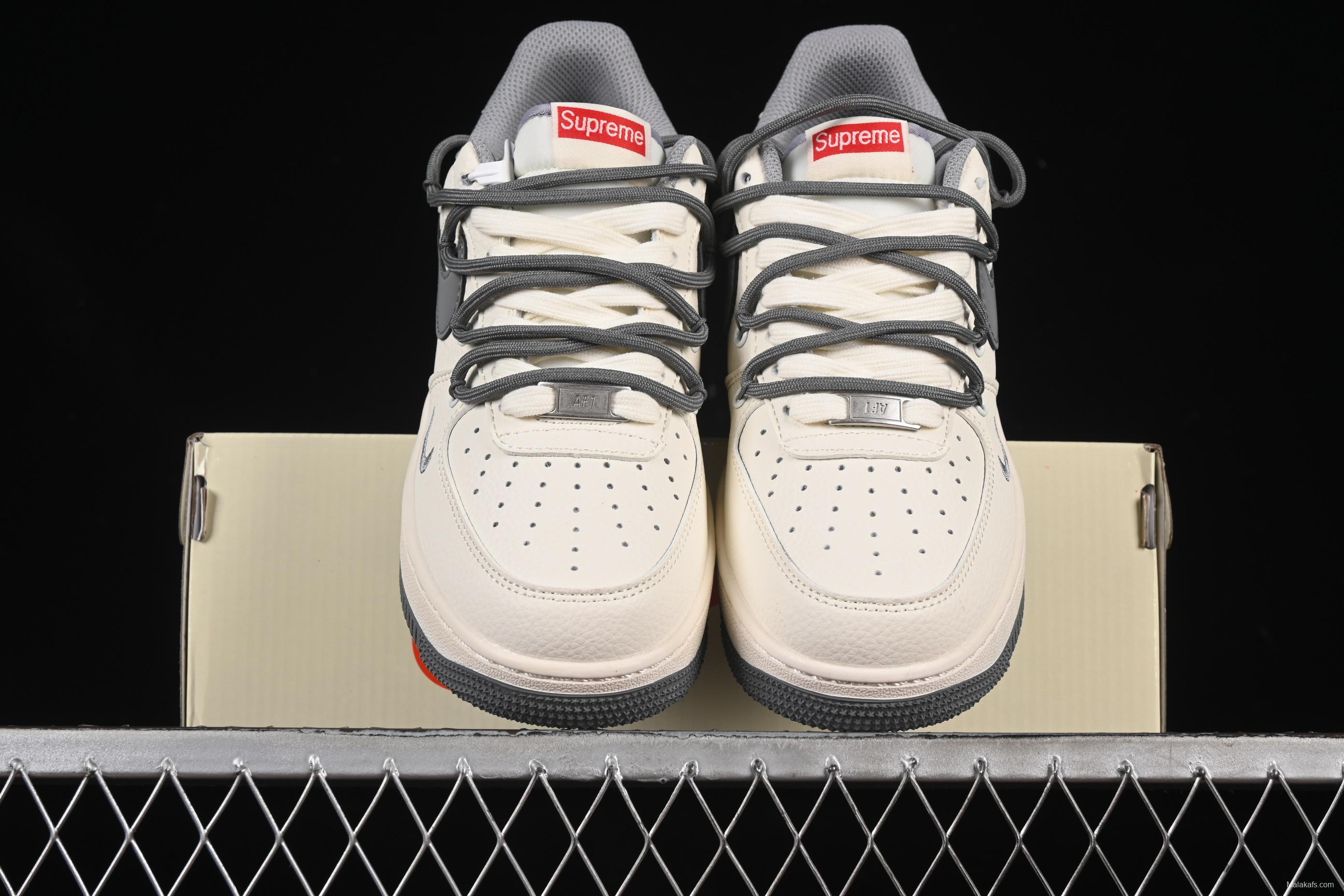 Nike Air Force 1 '07 Low Supreme Collaboration Dual-Tone Gray Lace-Up Casual Sneakers - DM6868-071