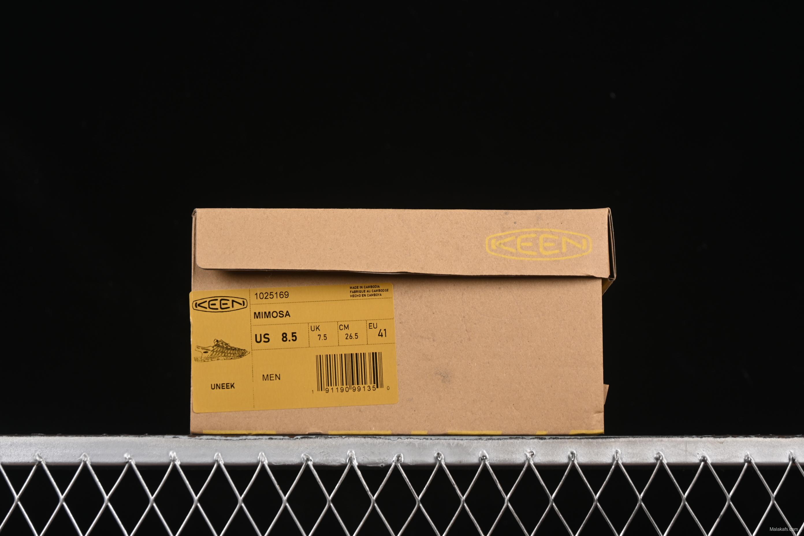 Keen Uneek Flat-M Woven Elastic Strap Casual Outdoor Water Sandals for Hiking and Wading - 1025169 MIMOSA