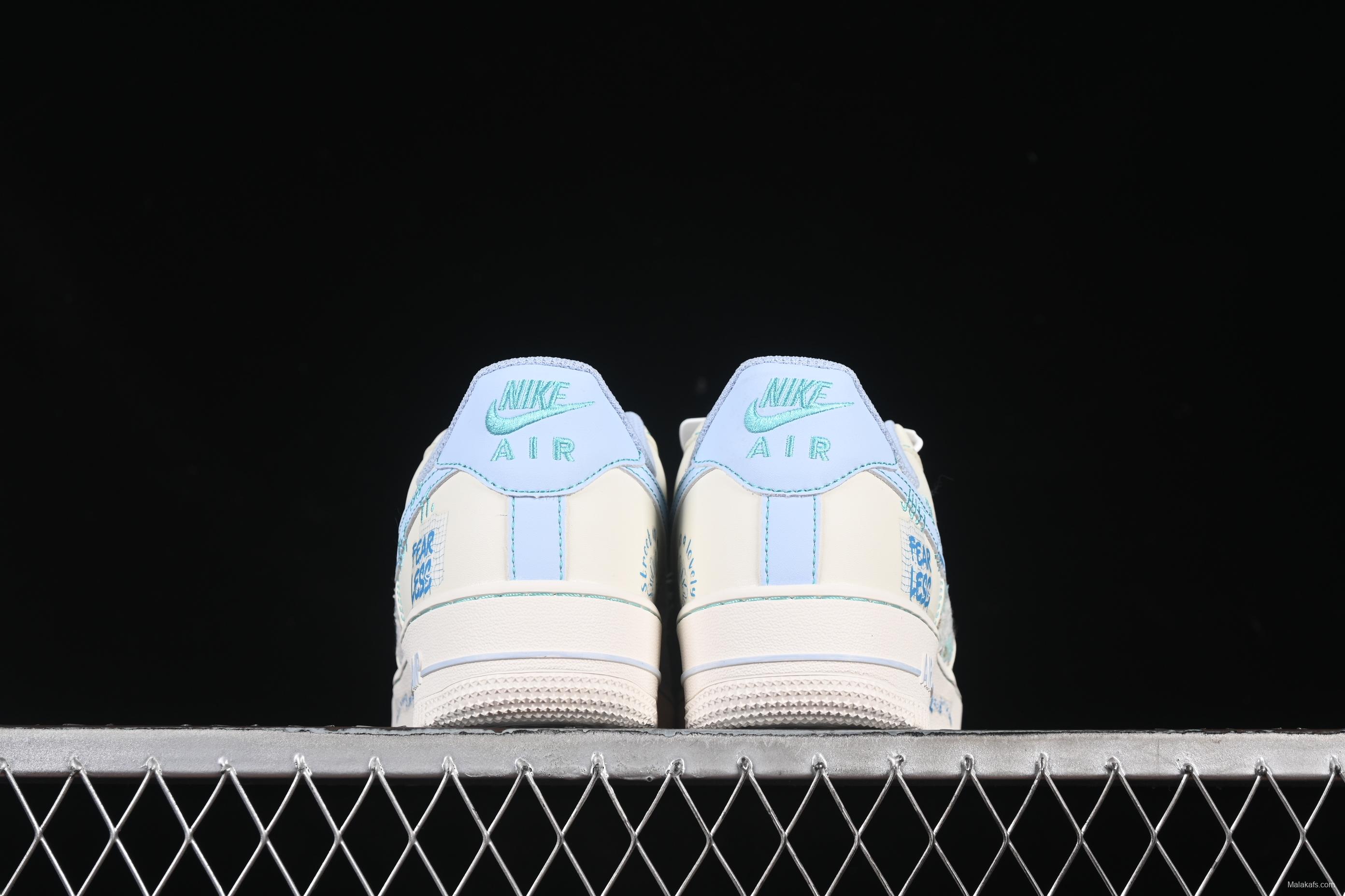 Nike Air Force 1'07 Low "Love Words" Casual Sneakers with Blue Romantic Design - FJ7740-510