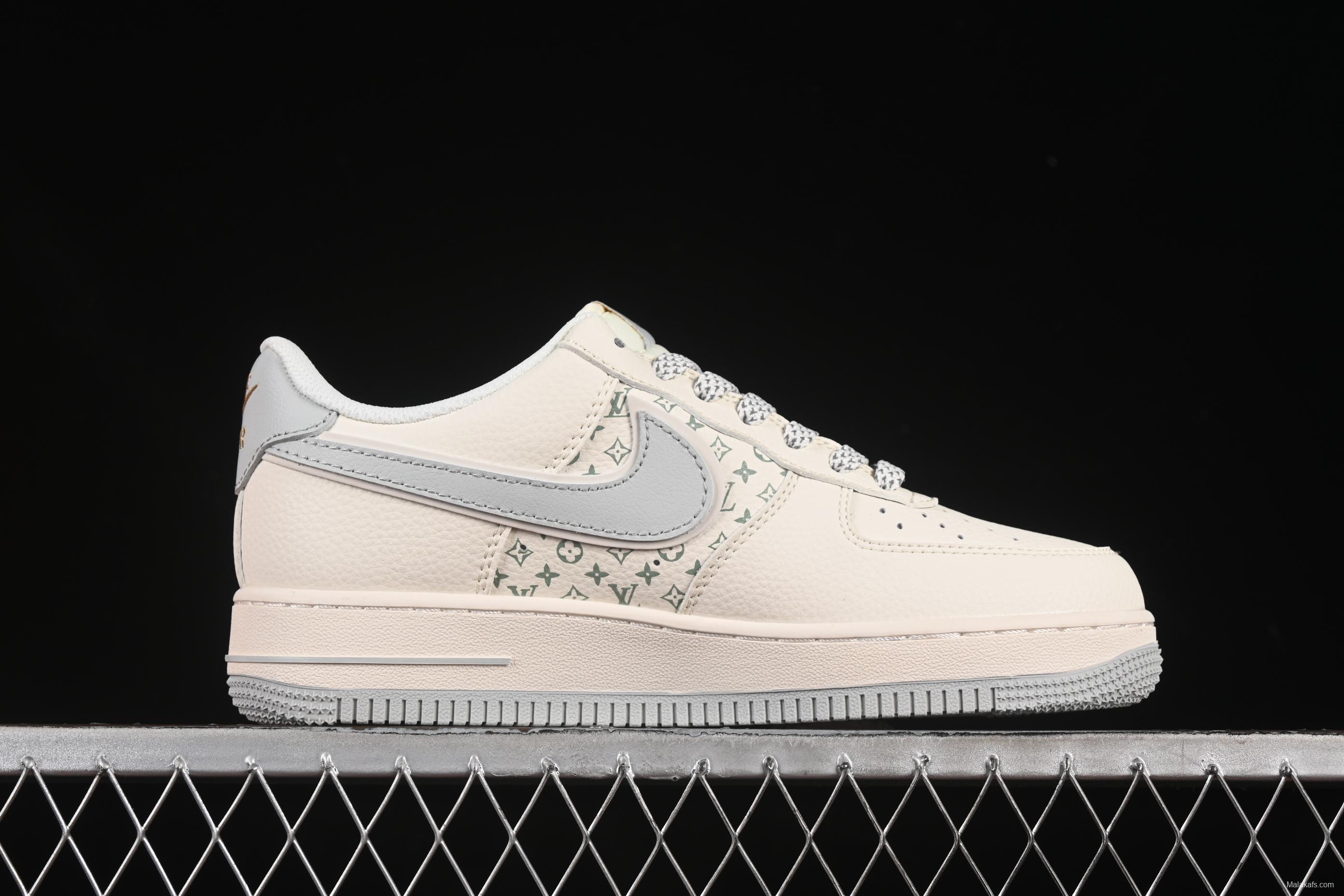Nike Air Force 1'07 Low LV Collaboration Print Small Gold Swoosh Casual Sneakers - XX3168-159