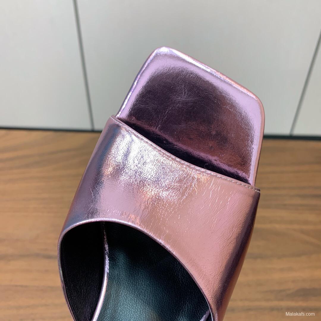 2025 Women VERSACE Pink Leather Slippers