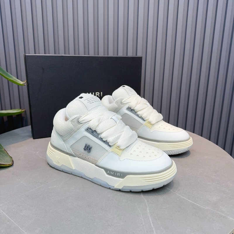 2024 Unisex Amiri White Beige Leather Mesh Sneakers MJ00360