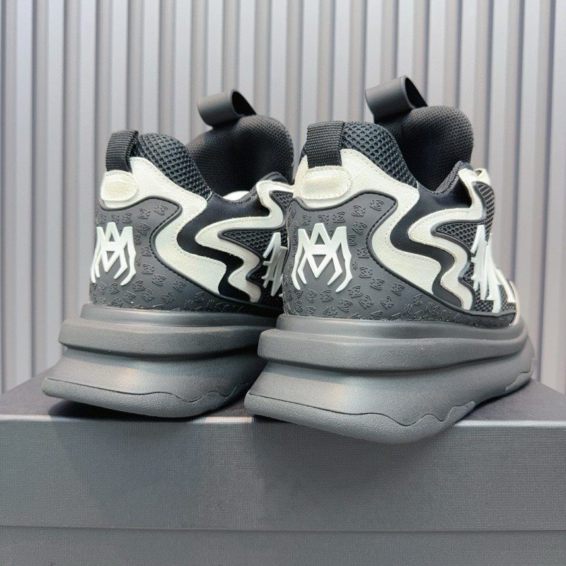 2024 Unisex Amiri Black White Mesh Leather Sneakers MJ00410