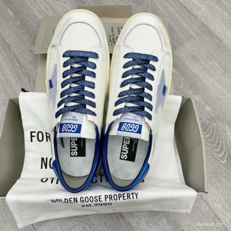 2024 Unisex GGDB White Blue Leather Sneakers STARDAN