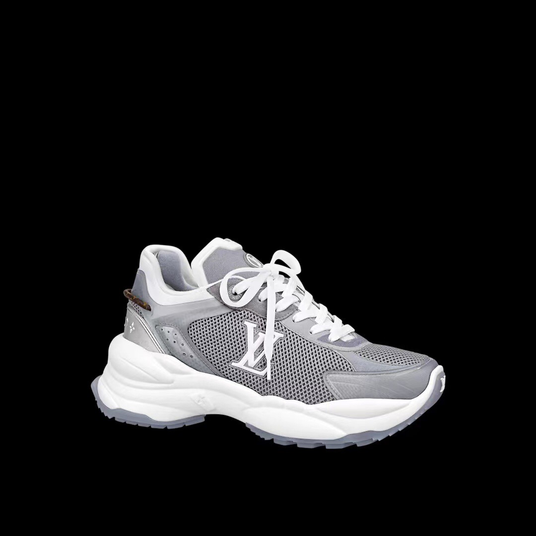 2025 Unisex Louis Vuitton Grey White Mesh Leather Sneakers Monogram LY00340