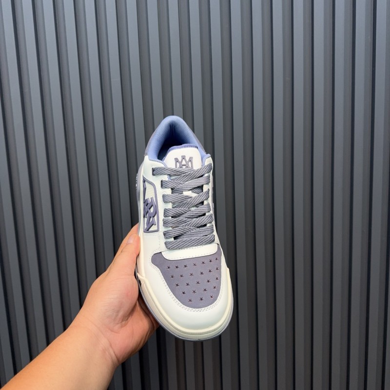 2025 Unisex Amiri White Grey Leather Sneakers MJ00360
