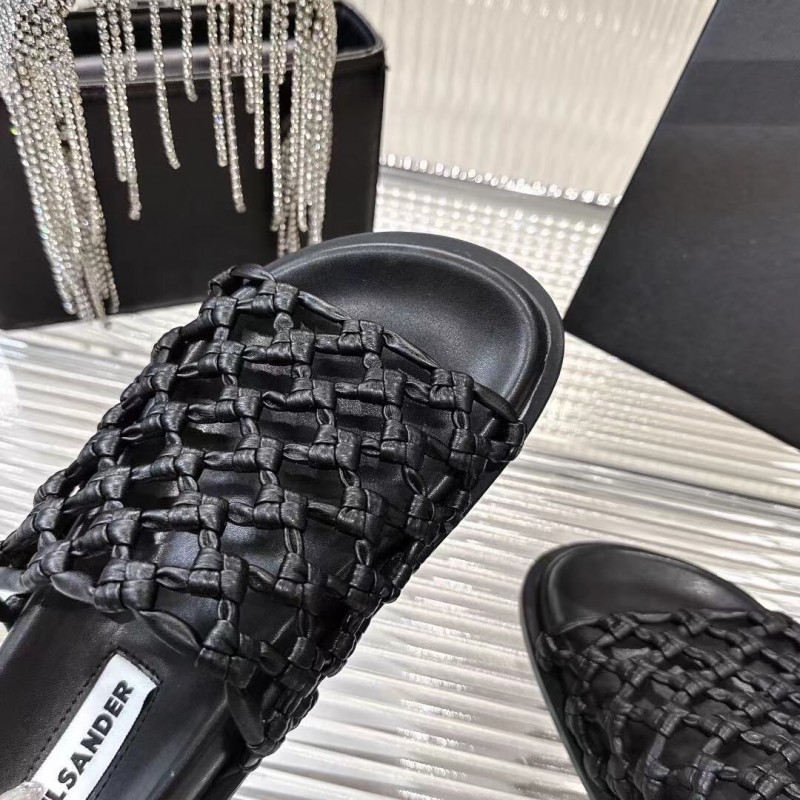 2025 Slippers Jil Sander Black Leather Braided