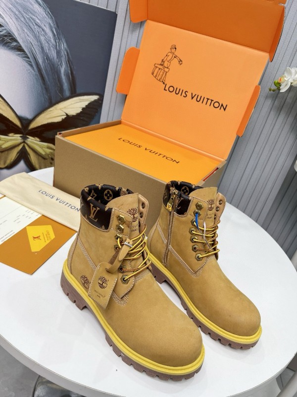 2024 Unisex Louis Vuitton Brown Waterproof Leather Ankle Boots Monogram MJ00450