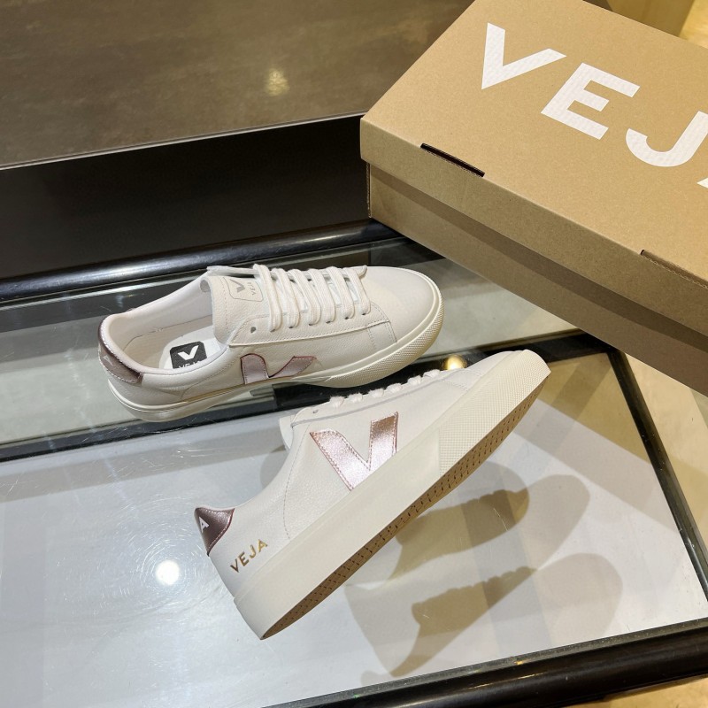 2024 Women VEJA White Rose Gold Leather Sneakers