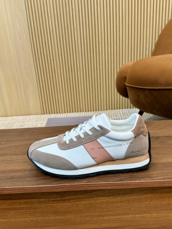 2025 Unisex TOM FORD White Brown Suede Leather Sneakers LY00360(F)/LY00370(M)