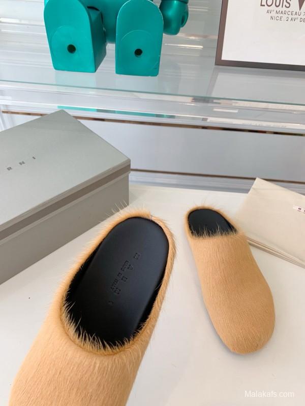 2024 Unisex Marni Beige Haircalf Loafers MJ00320
