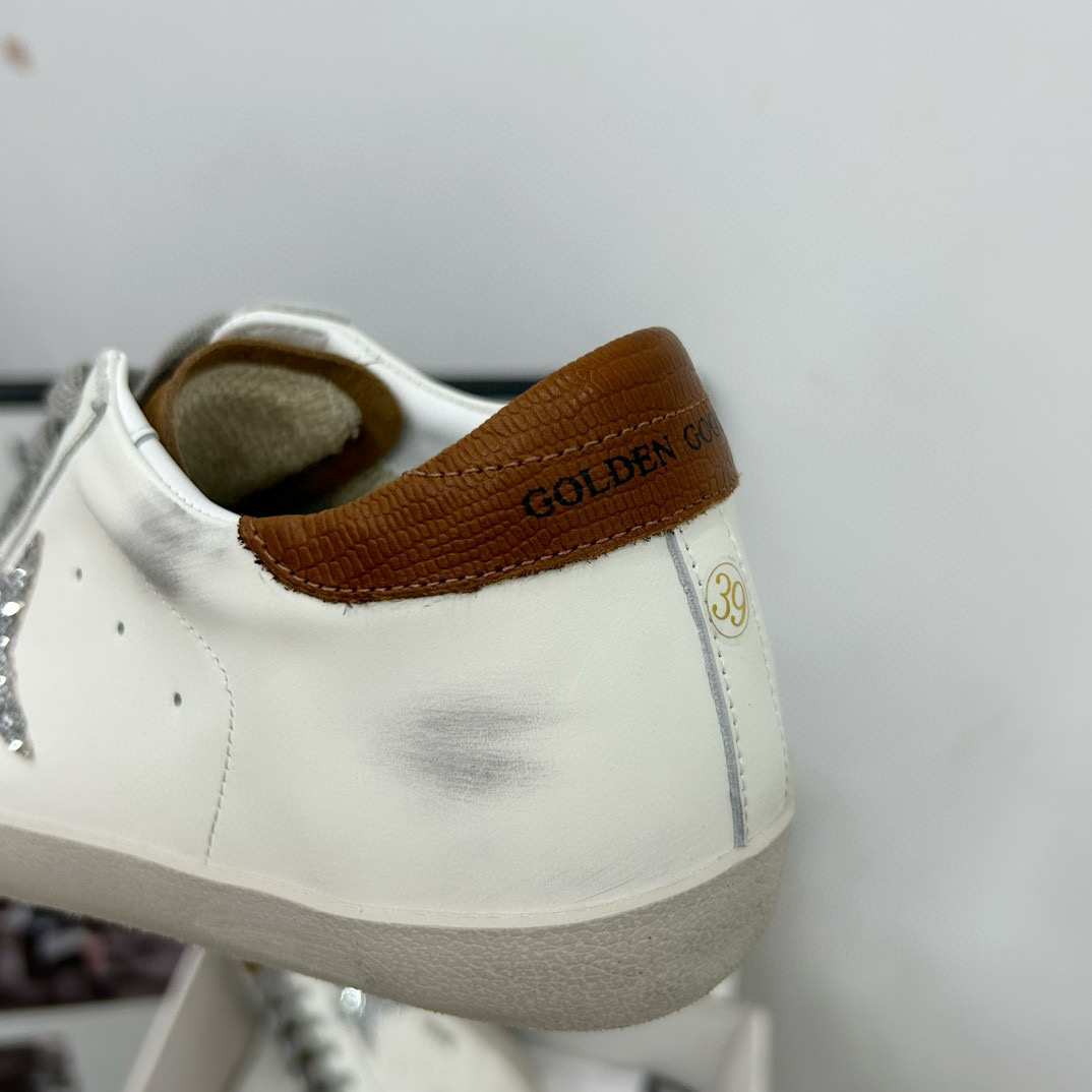 2025 Women GGDB White Silver Leather Sneakers
