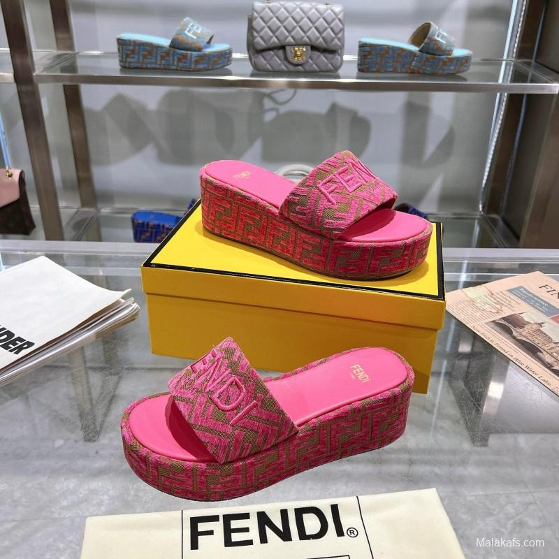 2025 Fendi Pink Canvas Slippers MJ00230