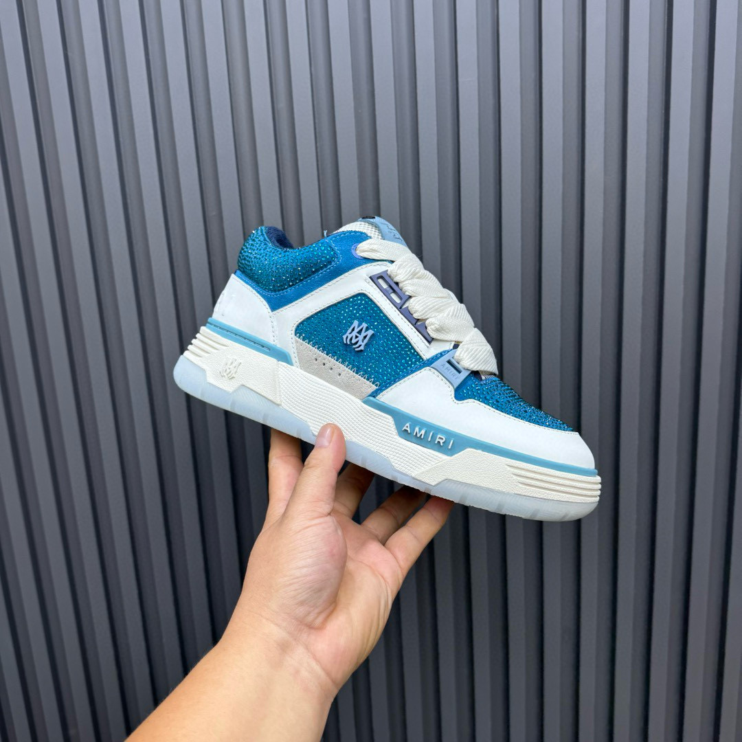 2024 Unisex Amiri Blue White Leather Mesh Sneakers MJ00410