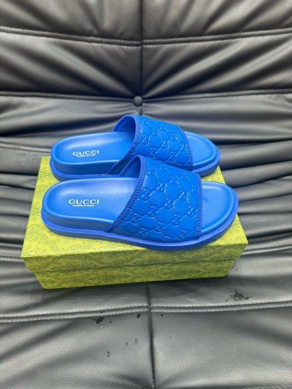 2024 Slippers Gucci Blue Leather Slippers MJ00200