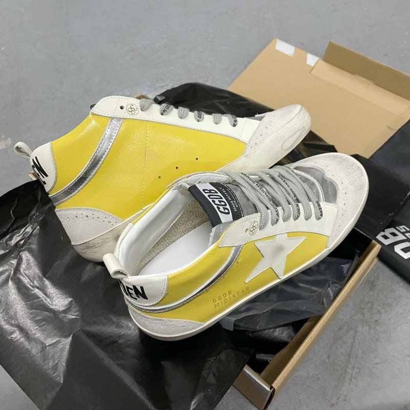 2024 Unisex GGDB Yellow White Leather Suede High Top Sneakers MJ00300