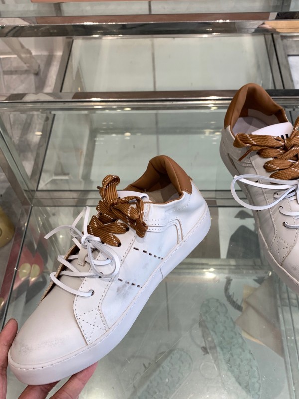 2025 Women Miu Miu White Brown Leather Sneakers LY00290