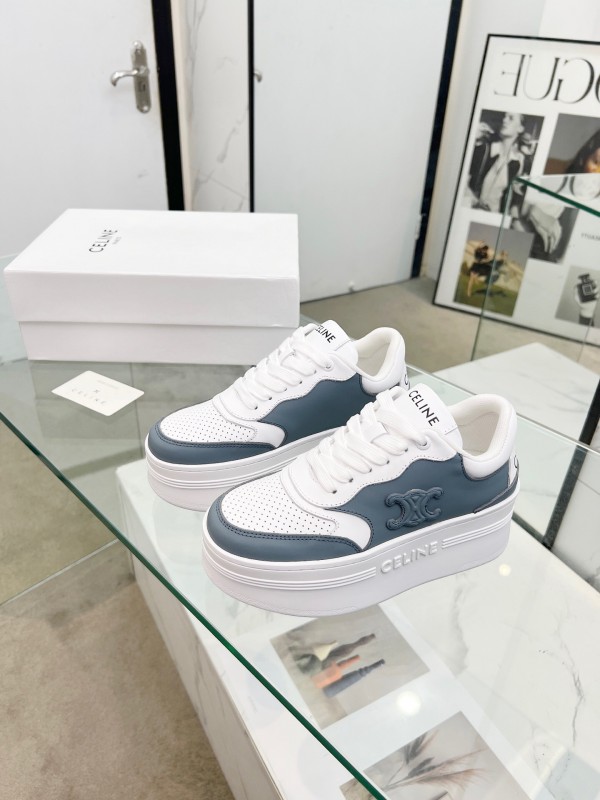 2025 Unisex CELINE White Grey Leather Sneakers