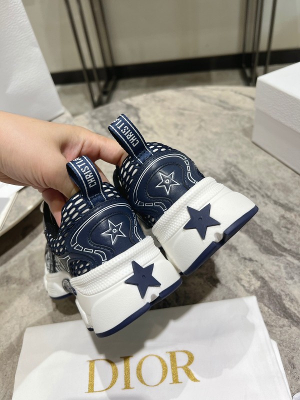 2025 Women Dior Navy White Fabric Sneakers