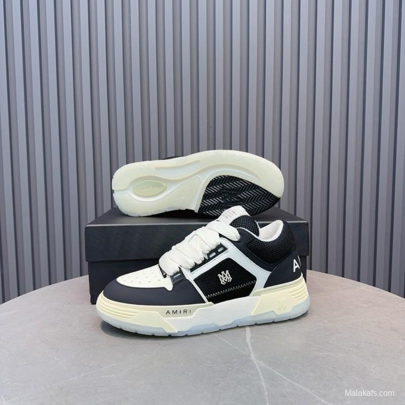 2024 Unisex Amiri Black White Leather Sneakers MJ00360
