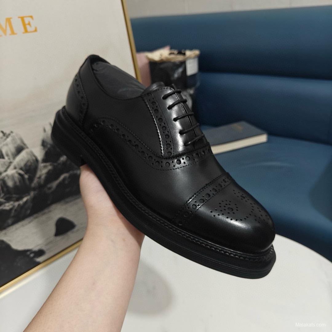 2024 Men Dolce & Gabbana Black Leather Derby MJ00420