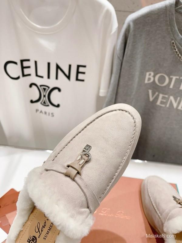 2024 Slippers LP Beige Suede Fur Loafer