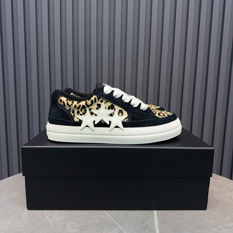 2024 Women Amiri Black Leopard Suede Leather Sneakers MJ00300