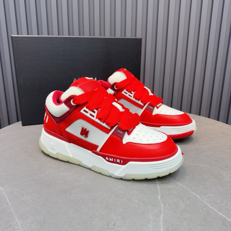 2024 Unisex Amiri埃米尔 Red White Leather Mesh Sneakers MJ00360
