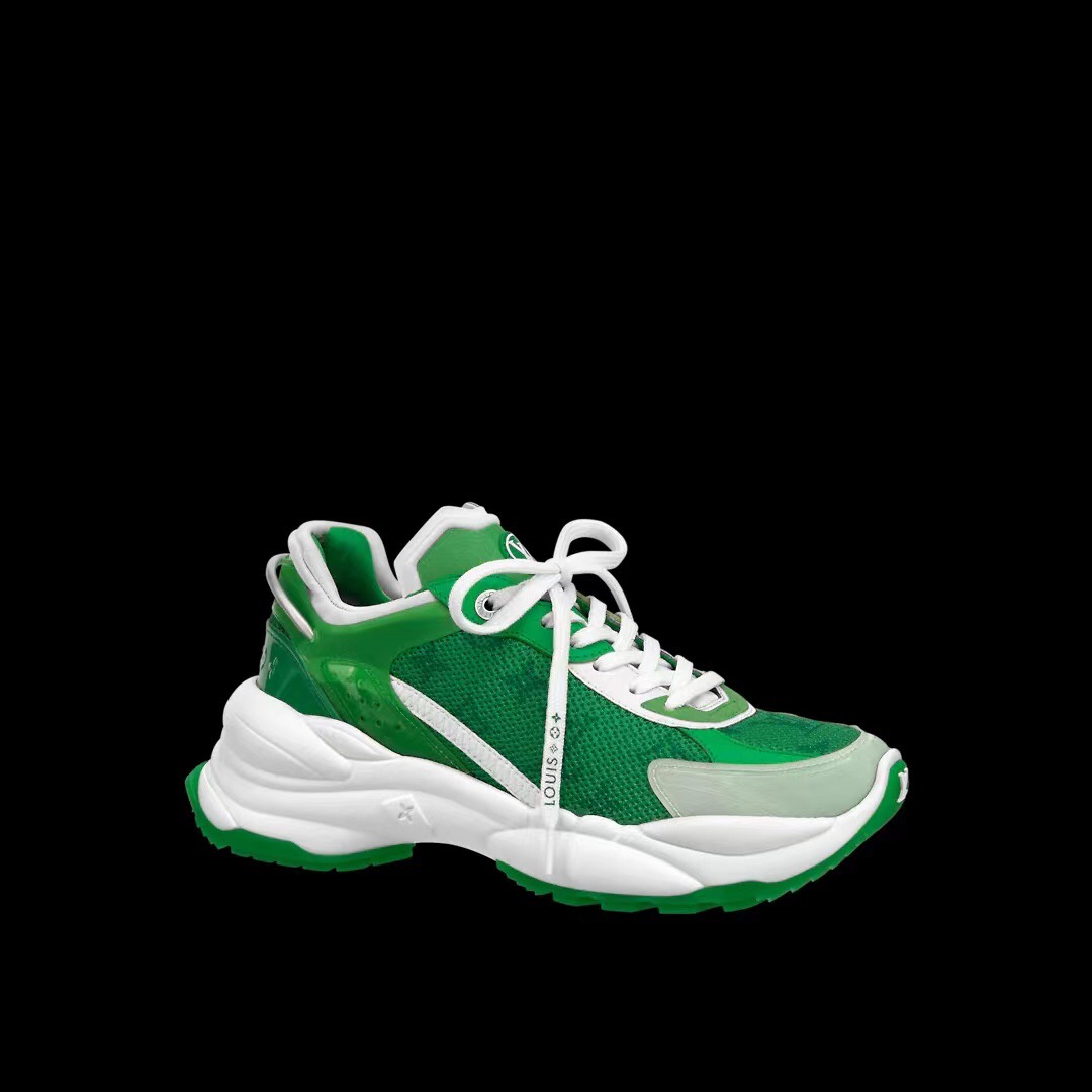 2025 Unisex Louis Vuitton Green White Leather Mesh Rubber Sneakers Monogram LY00340