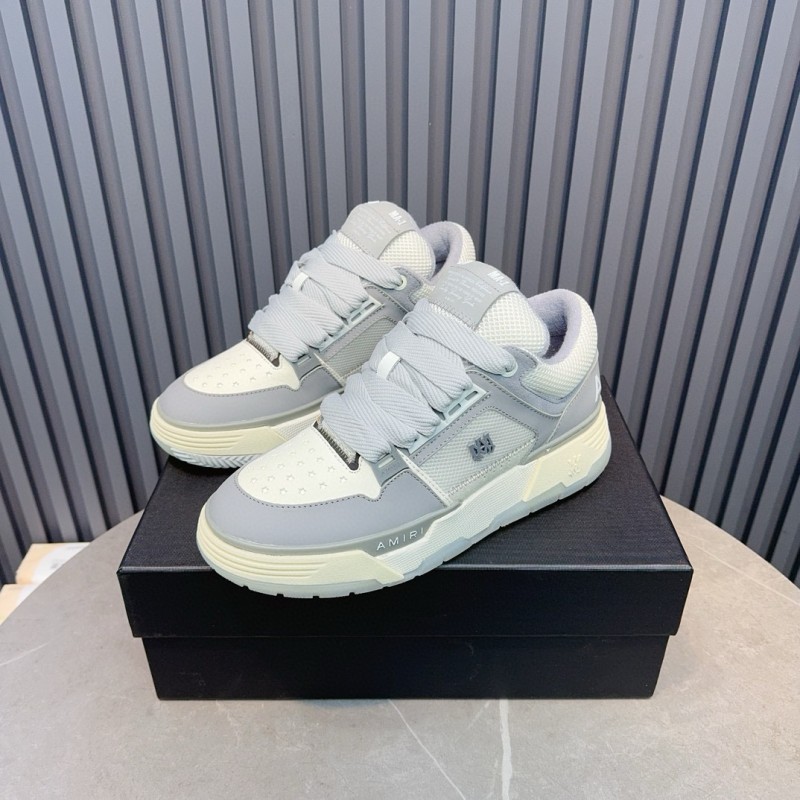 2024 Unisex Amiri Grey White Leather Suede Sneakers MJ00360