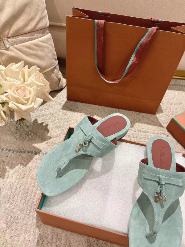 2025 Women Le Parmentier Mint Suede Slippers LY00250
