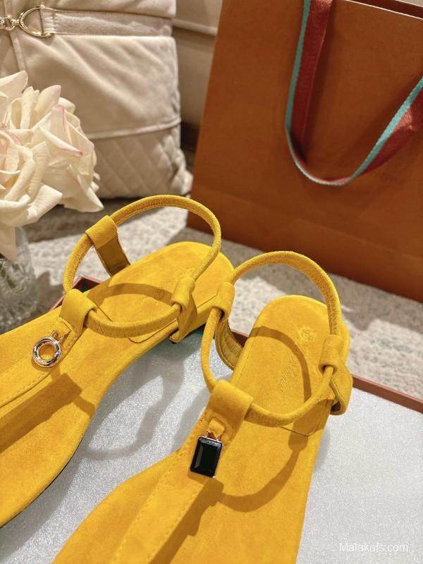 2025 Women LP Yellow Suede Sandals LY00250