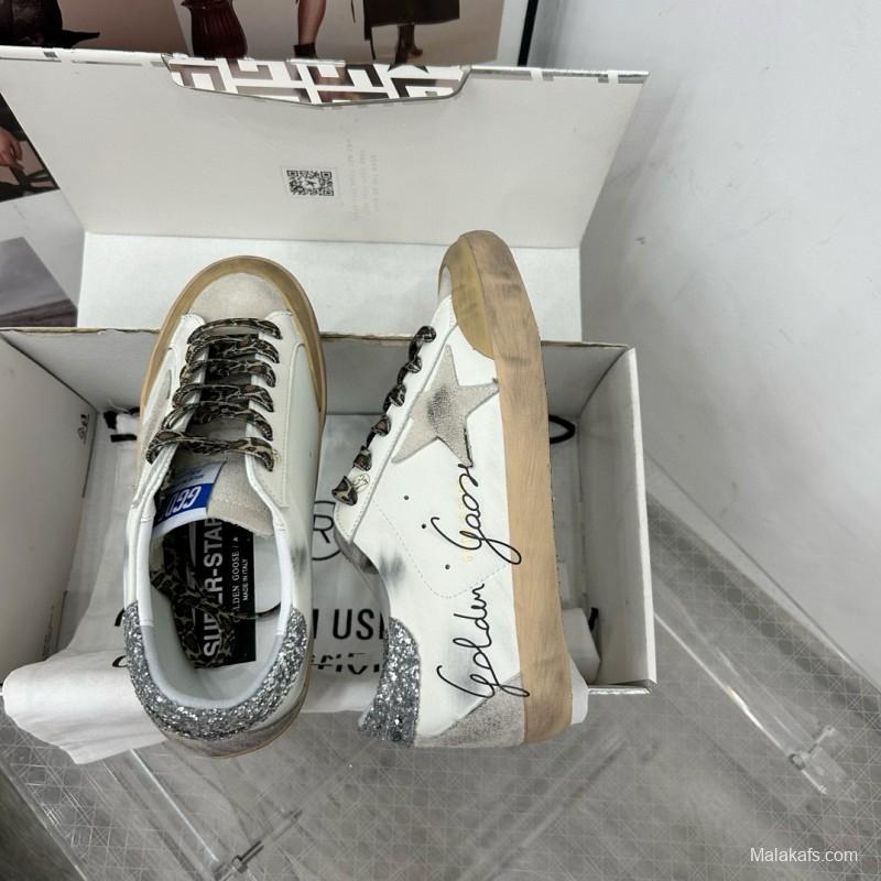 2025 Women GGDB White Grey Leather Sneakers