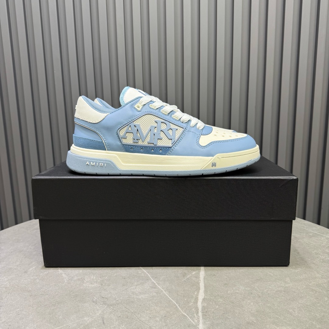2025 Unisex Amiri Blue White Leather Sneakers MJ00360