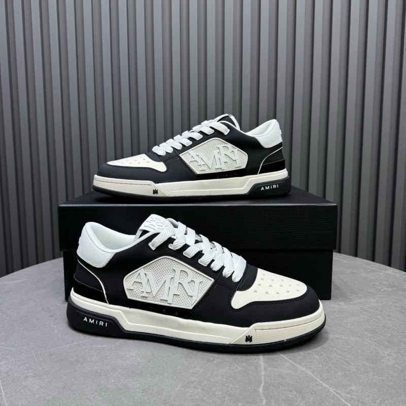 2025 Unisex Amiri Black White Leather Sneakers MJ00360