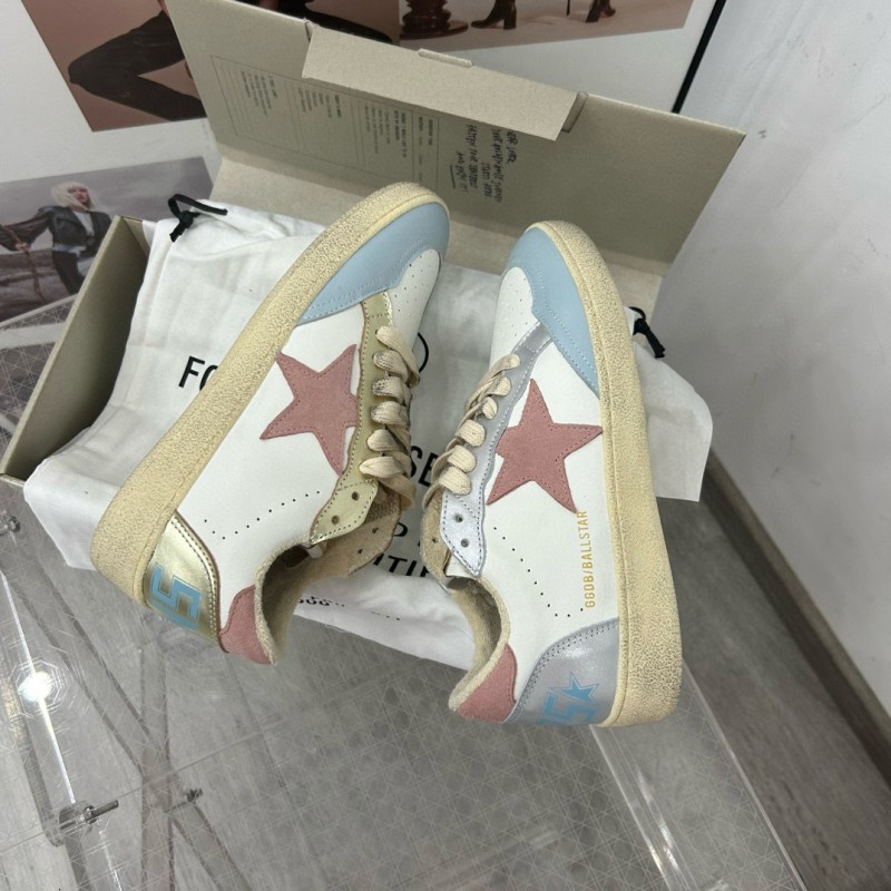 2024 Unisex GGDB White Light Blue Pink Leather Low Top Sneakers MJ00260