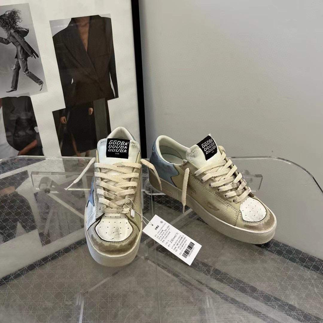2024 Unisex GGDB White Beige Light Blue Leather Suede Sneakers MJ00260