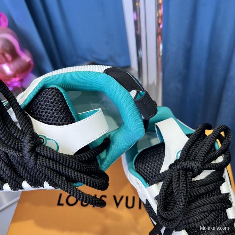 2025 Unisex Louis Vuitton White Black Blue Leather Trainer