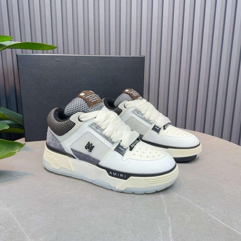 2024 Unisex Amiri White Grey Mesh Suede Sneakers MJ00360