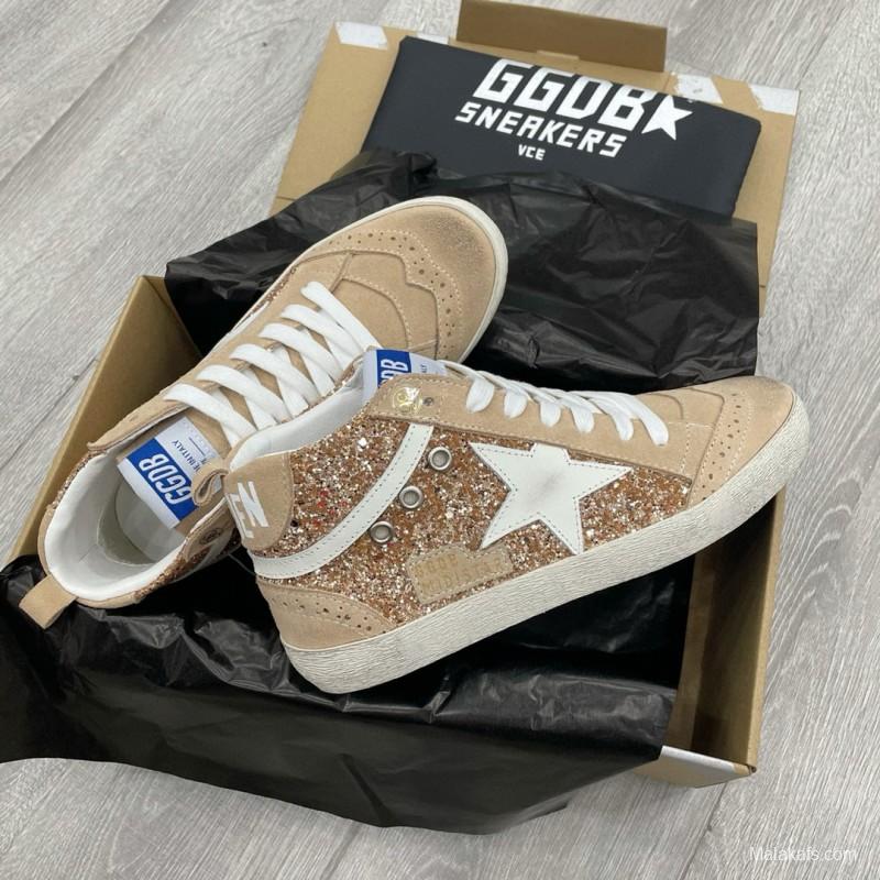 2024 Unisex GGDB Beige White Leather Suede High Top Sneakers MJ00300