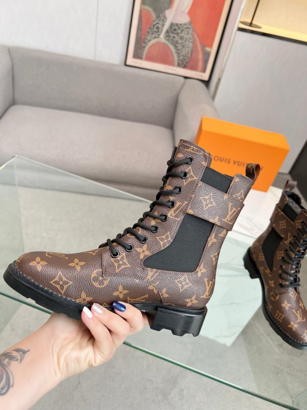 2024 Women Louis Vuitton Brown Leather Boots MJ00320