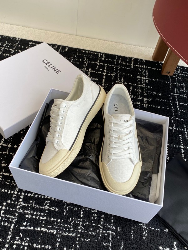 2025 Women Celine White Canvas Sneakers KFY00285