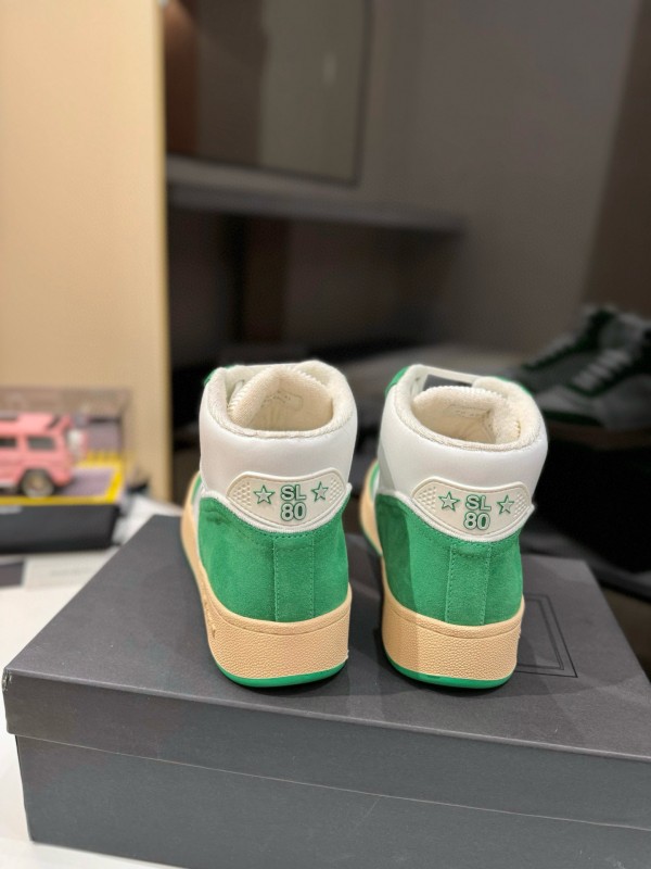 2024 Unisex Yves Saint Laurent White Green Leather Sneakers MJ00390